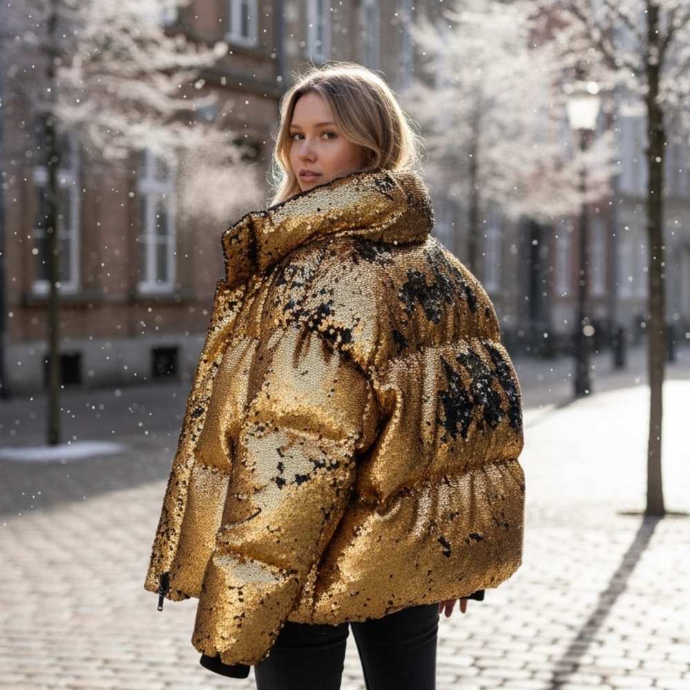RUDSAK LIMITED EDITION LAWRENCE ARMY Gold/Green Sequin Women's Jacket Med - Picture 5 of 16